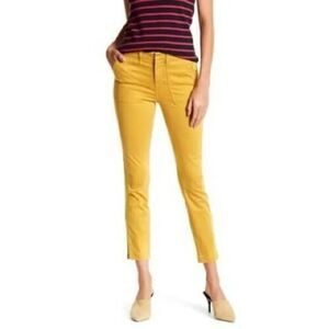 J. Crew Mustard Yellow Zip Ankle Cargo Jeans Yellow Pants Women's size 31T Tall